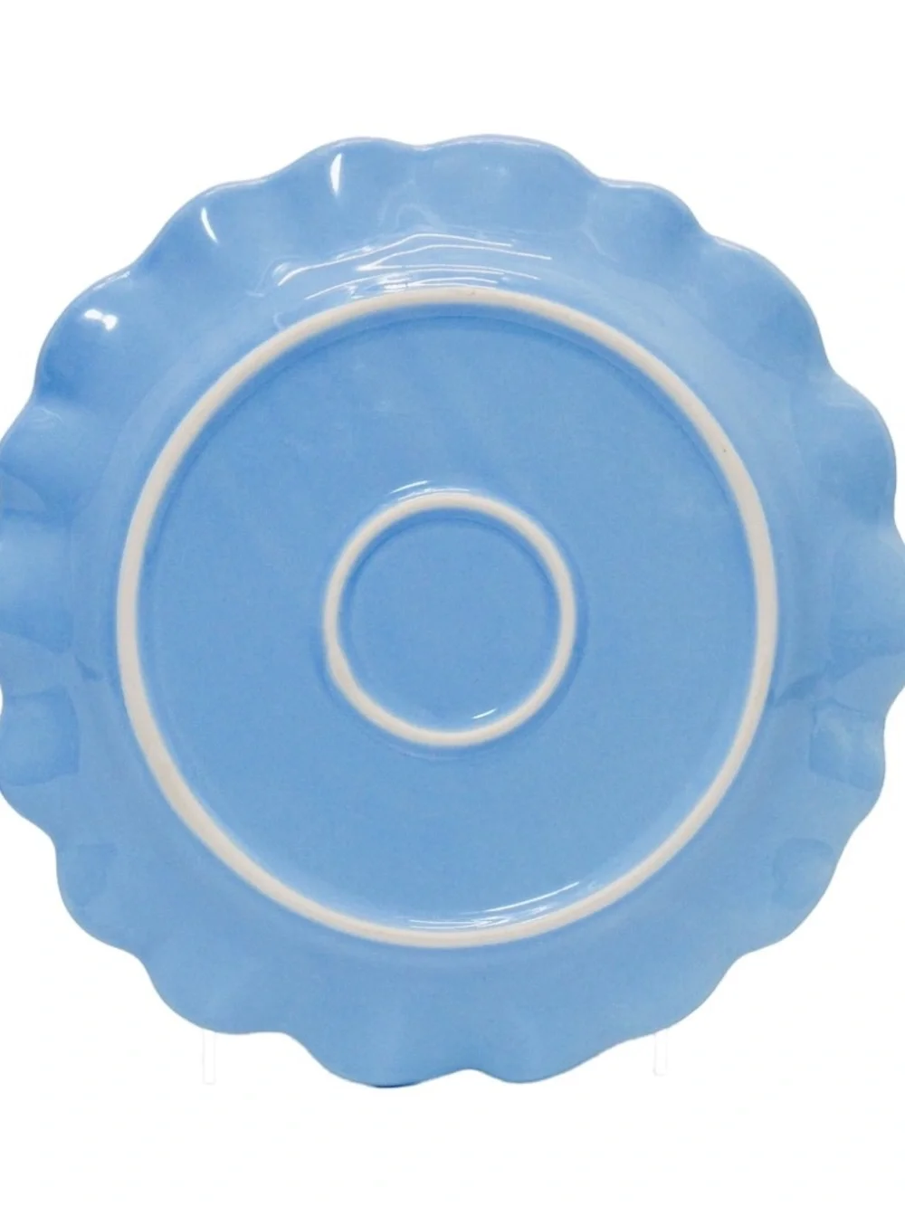Ruffled-Edged Stoneware Plates, Blue, 10.75